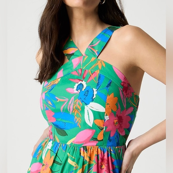 NWT J Crew Women's Printed Tiered Halter Mini Dress - Picture 2 of 16